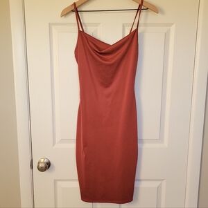 MRT 1030 Burnt Orange Bodycon Midi Dress Size Medium